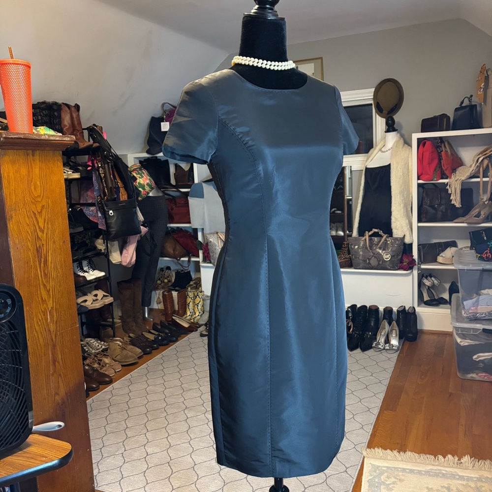 BROOKS BROTHERS Stunning Petite Black Taffeta Sheath Dress | Size 0P - Picture 7 of 10